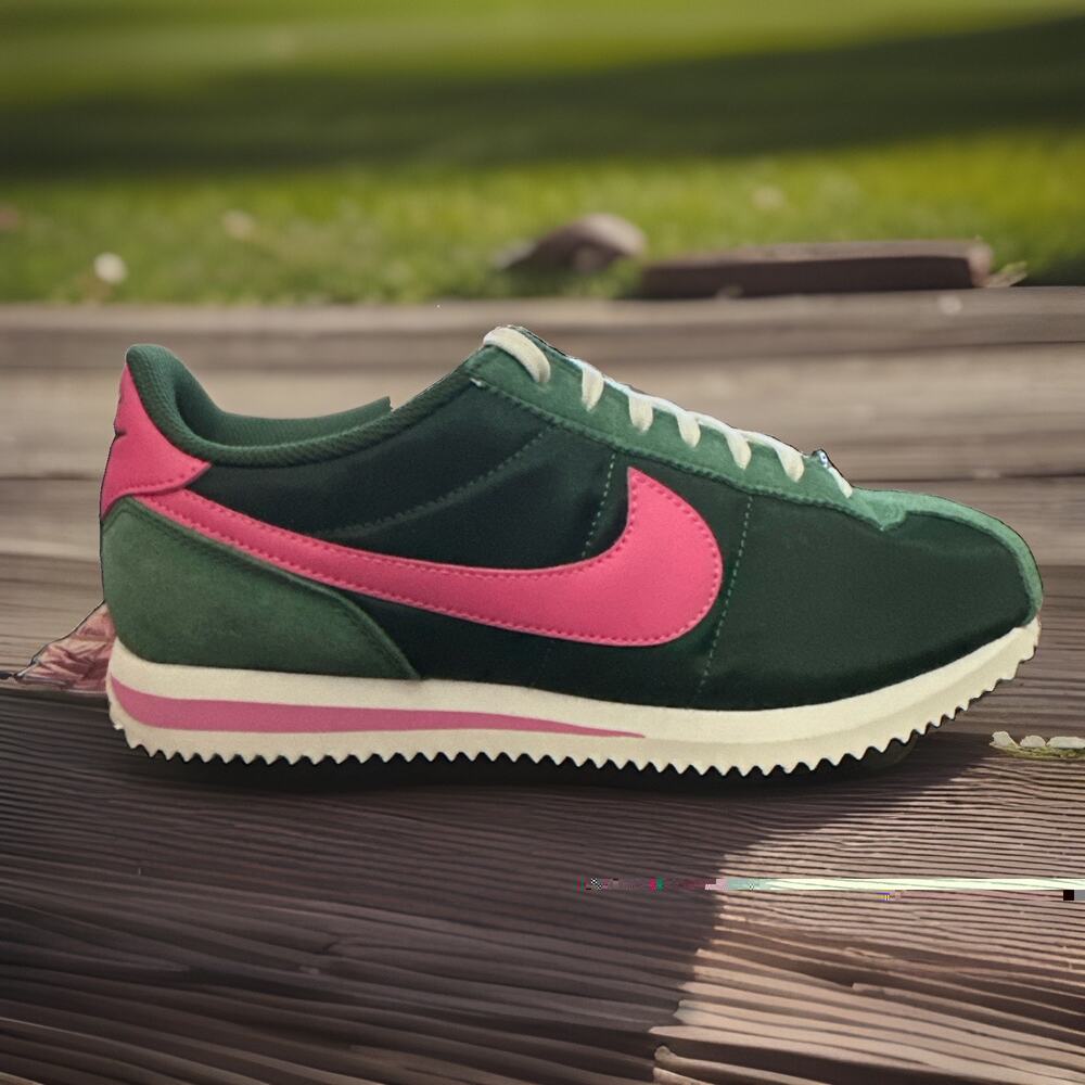 New Women's Size 5.5 Nike Cortez Green Pink Fir IF1764-300